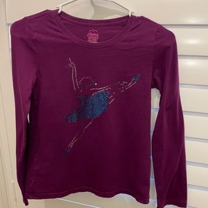 FADED GLORY SEQUIN BALLERINA L/S TEE SIZE 10/12
